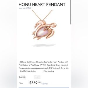 Honu heart pendant( Hawaiian sea turtle)